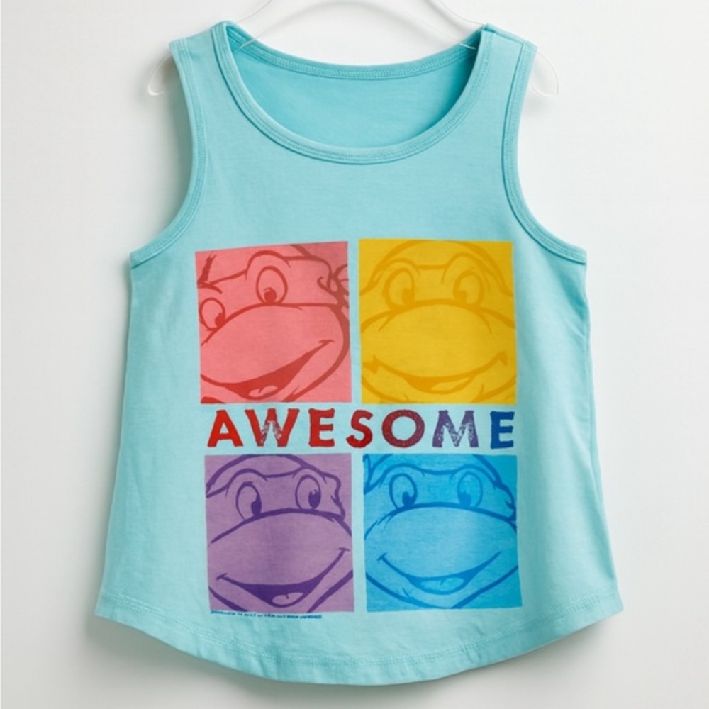Love Kids Tank Top - Aqua with Colorful Graphic NWOT